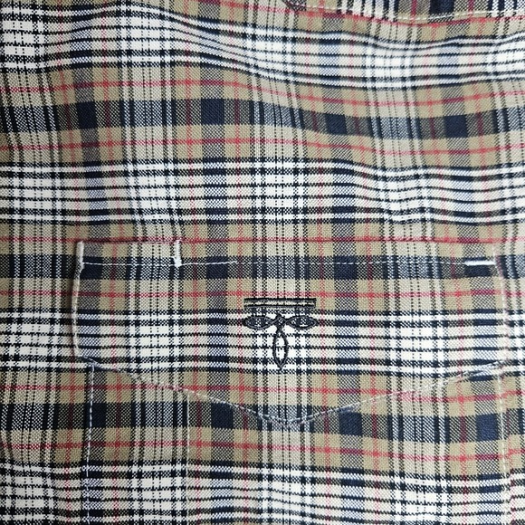 Lucchese Classics Mens Button Up Shirt Plaid Brown Large Cotton - Picture 9 of 13